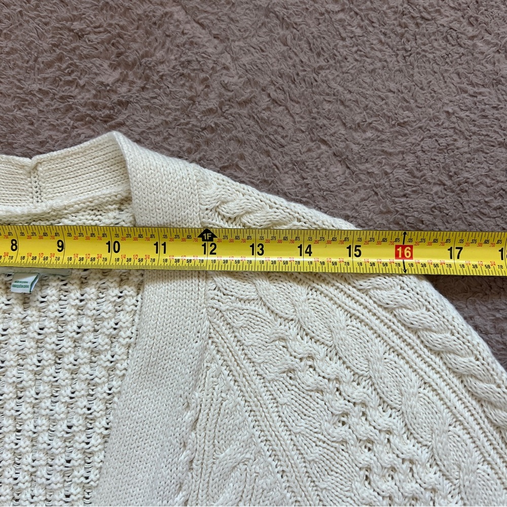 Aerie Cable Knit Crochet Cotton Oversized Cardigan Preppy Cottage Coastal‎ Sz S - Picture 7 of 8